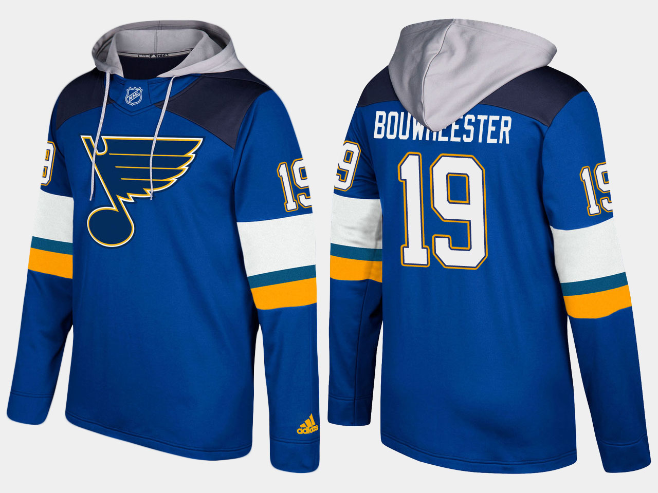 Men NHL St.Louis blues #19 jay bouwmeester blue hoodie->st.louis blues->NHL Jersey